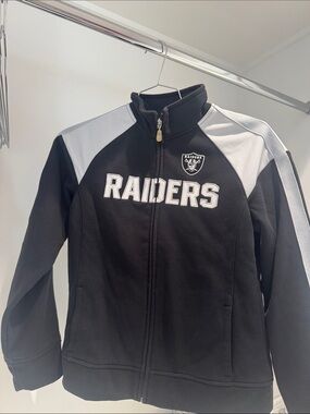 NFL Raiders Black and White Full-Zip Women's Sweater Jacket - Women Medium